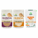 Kit 3 Quinoa Orgânica Vitalin: Em Grãos, Farinha, Em Flocos