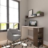 Conjunto De Mesa Com Prateleiras Para Escritório Ou Home Office 110 Cm De Largura Branco/ameixa Negra