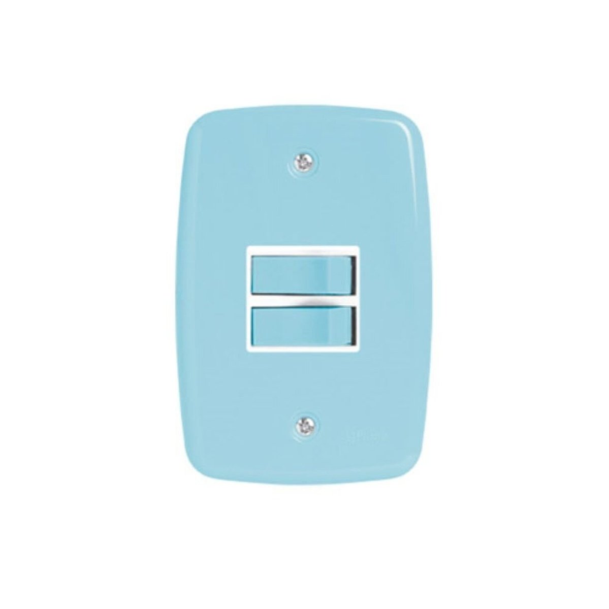 Interruptor De 2 Teclas Simples Com Placa 4x2 Azul