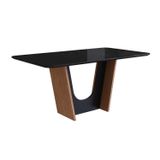 Mesa Para Sala De Jantar 160x90cm Com Vidro Lapidado Canela/preto