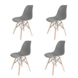 Conjunto Com 4 Cadeiras Para Sala De Jantar Eames Pp Dsw Cinza Brasão