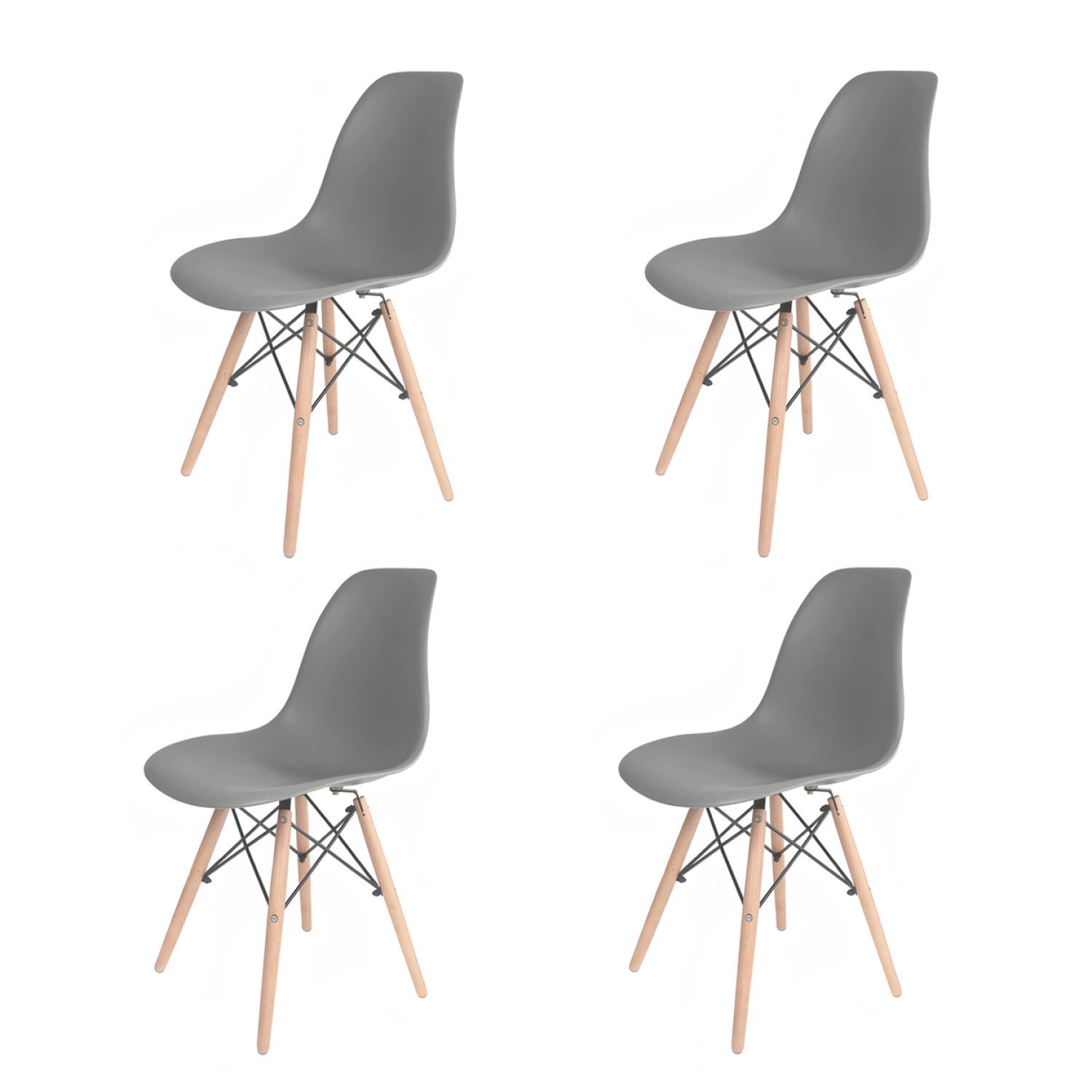 Conjunto Com 4 Cadeiras Para Sala De Jantar Eames Pp Dsw Cinza Brasão