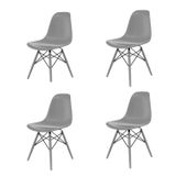 Conjunto Com 4 Cadeiras Para Sala De Jantar Eames Pp Dsw Inj Cinza Brasão