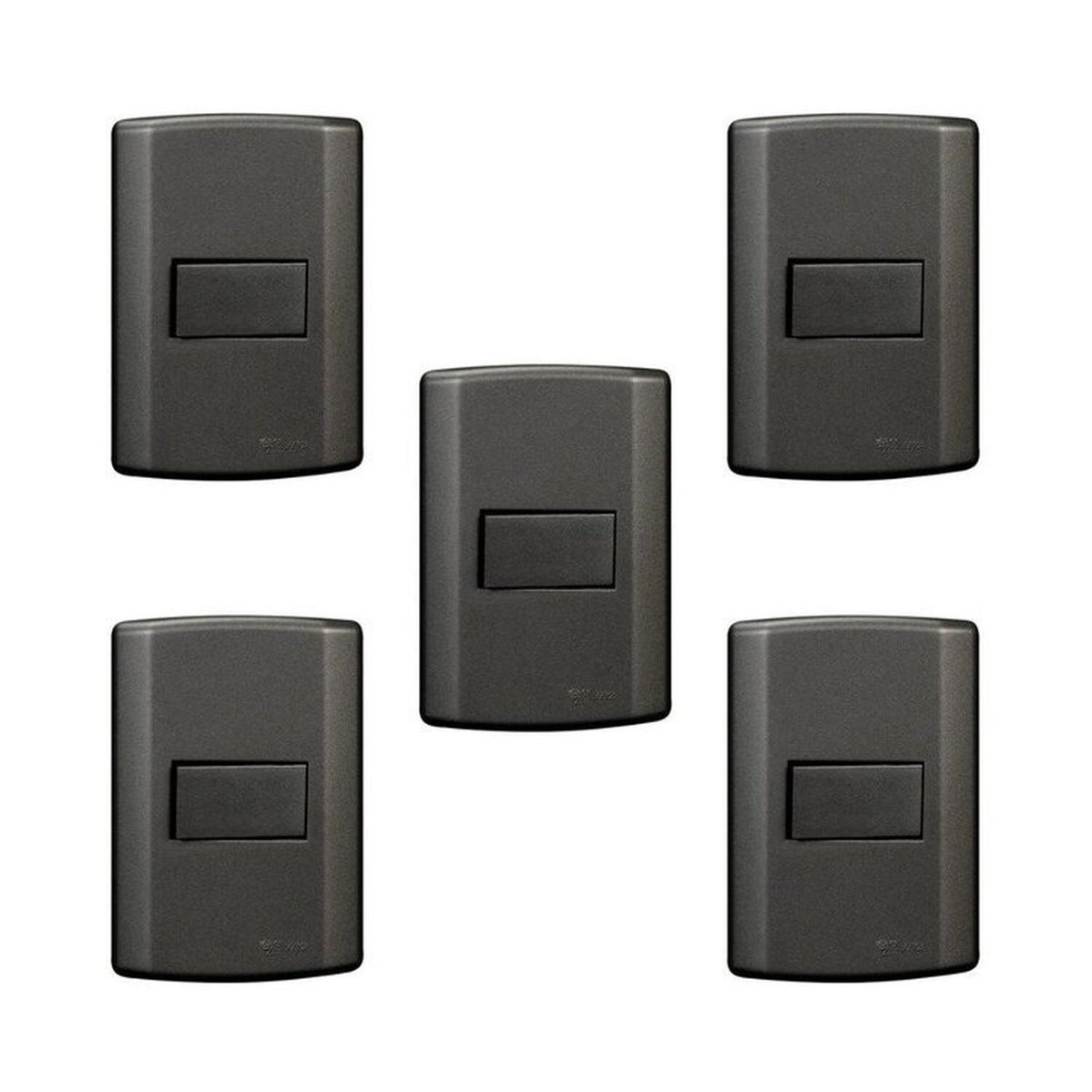 Conjunto De 5 Interruptores De 1 Tecla Simples, Modular, Com Placa 4x2 E Suporte Cinza