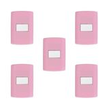 Conjunto De 5 Interruptores De 1 Tecla Simples, Modular, Com Placa 4x2 E Suporte Rosa E Branco