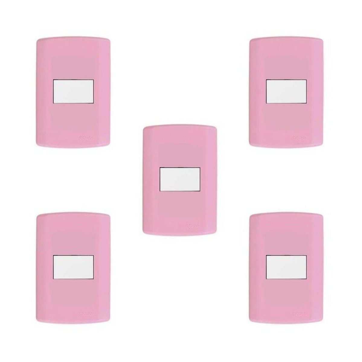 Conjunto De 5 Interruptores De 1 Tecla Simples, Modular, Com Placa 4x2 E Suporte Rosa E Branco