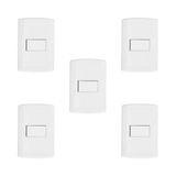 Conjunto De 5 Interruptores De 1 Tecla Simples, Modular, Com Placa 4x2 E Suporte Branco