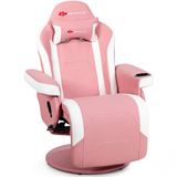 Cadeira De Escritorio Gamer Reclinavel, Ajustavel E Ergonomica Com Encosto Alto, Goplus, Rosa