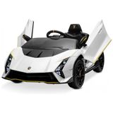 Carro Elétrico Infantil A Bateria Com 4 Motores, Controle Remoto, Bluetooth E Suspensão De Mola, 12v, Kidzone Lamborghini, Branco