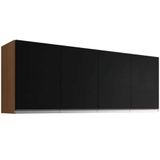 Armário Aereo 150cm 4 Portas Cozinha Andreia Amendoa Preto Ajl