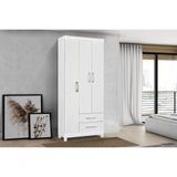 Guarda Roupa Solteiro Branco 3 Portas E 2 Gavetas Barcelona Rud Rack