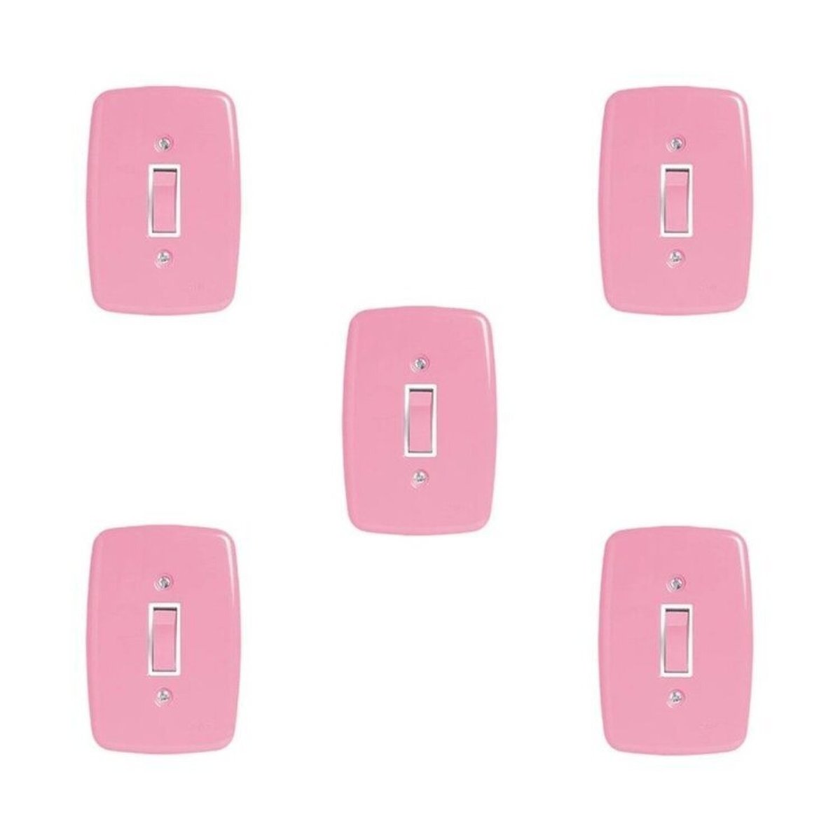 Conjunto De 5 Interruptores De 1 Tecla Simples Com Placa 4x2 Rosa