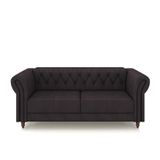 Sofá Living Stanford Chesterfield 2 Lugares 180cm Pés De Madeira Couro Borgonha G58 Gran Belo