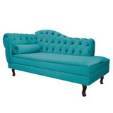 Divã Recamier Diana Lado Direito 120 Cm Suede Azul Turquesa