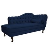Divã Recamier Diana Lado Esquerdo 120cm Suede Suede Azul Marinho