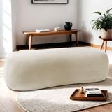 Puff Decorativo Itália 100cm Sala Escritorio Luxo Linho - Doce Sonho Móveis Cor Cinza Escuro