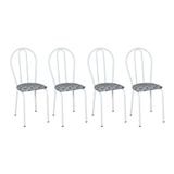 Conjunto 4 Cadeiras 004 Branco E Estampa Capitonê