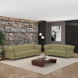 Conjunto De Sofá Stanford Chesterfield 2 E 3 Lugares 200cm-240cm Pés Madeira Couro Fendi G58 Gran Belo