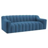 Sofá 2 Lugares Luxo Recepção Escritorio Sala Elegance 200cm Linho Cor Azul Royal