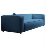 Sofá 3 Lugares 180cm Orgânico Luxo Recepção Cecília Linho Azul Royal