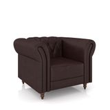 Poltrona Decorativa Stanford Chesterfield Pés De Madeira Couro Wine Vinho G58 Gran Belo
