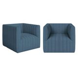 Kit 2 Poltronas Decorativas Sala De Estar Recepção Aurora Linho Azul Royal