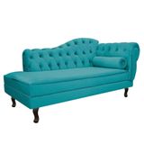 Divã Recamier Diana Lado Esquerdo 120cm Suede Azul Turquesa