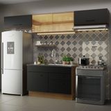 Cozinha Compacta Madesa Agata 280001 com Armário e Balcão - Rustic/Preto