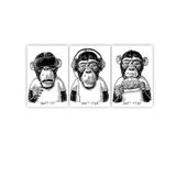 Quadros Decorativos Três Macacos Sábios Don´t See Hear Speak 60x40