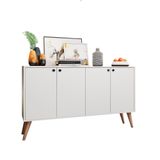 Aparador Buffet Retro Para Sala De Estar 4 Portas Lituania - Branco