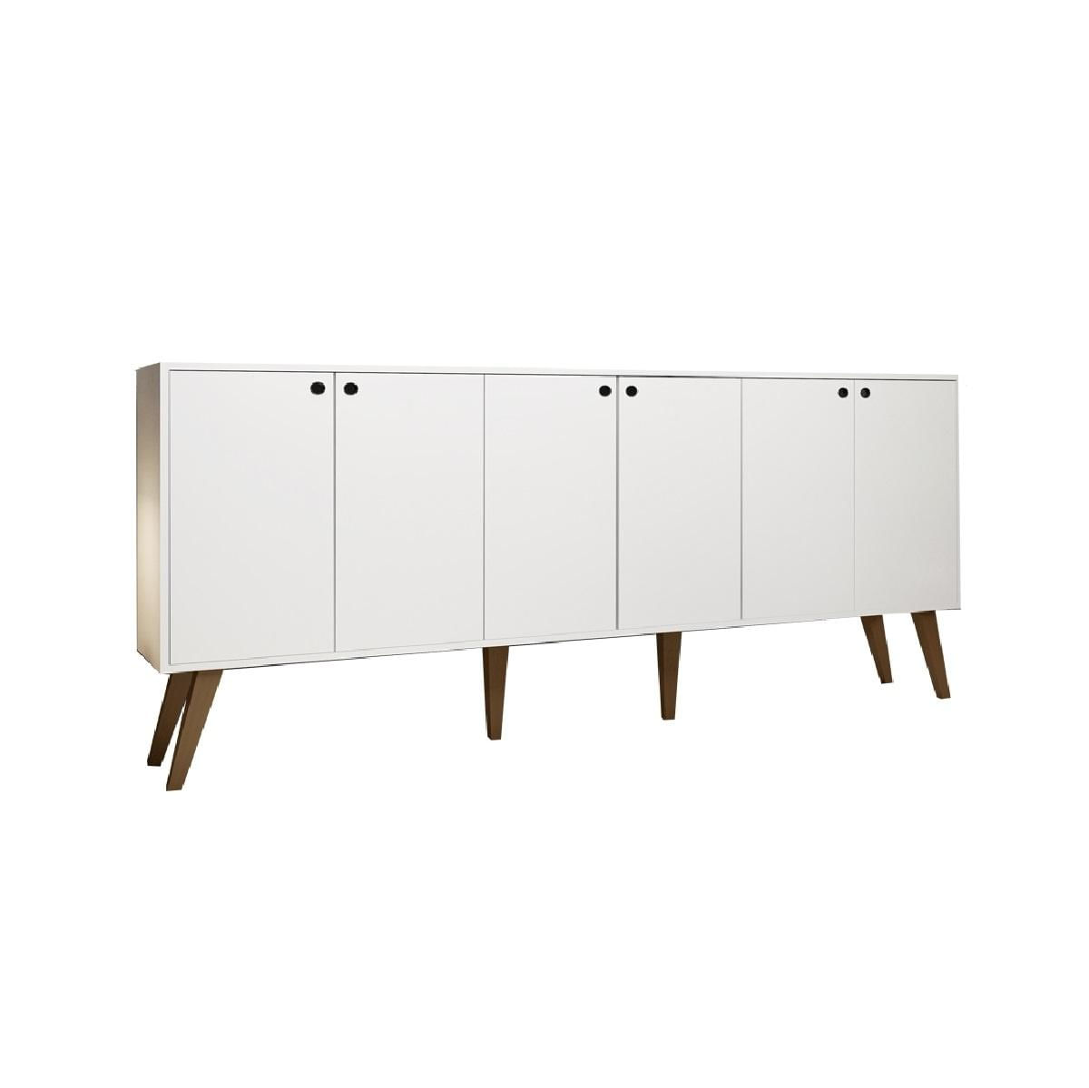 Aparador Buffet Retro Para Sala De Estar 6 Portas Guatemala - Branco