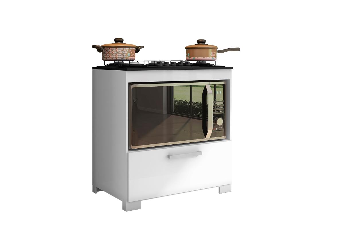 Balcão Para Cooktop E Forno Elétrico 4 Bocas 1 Porta Albânia - Branco