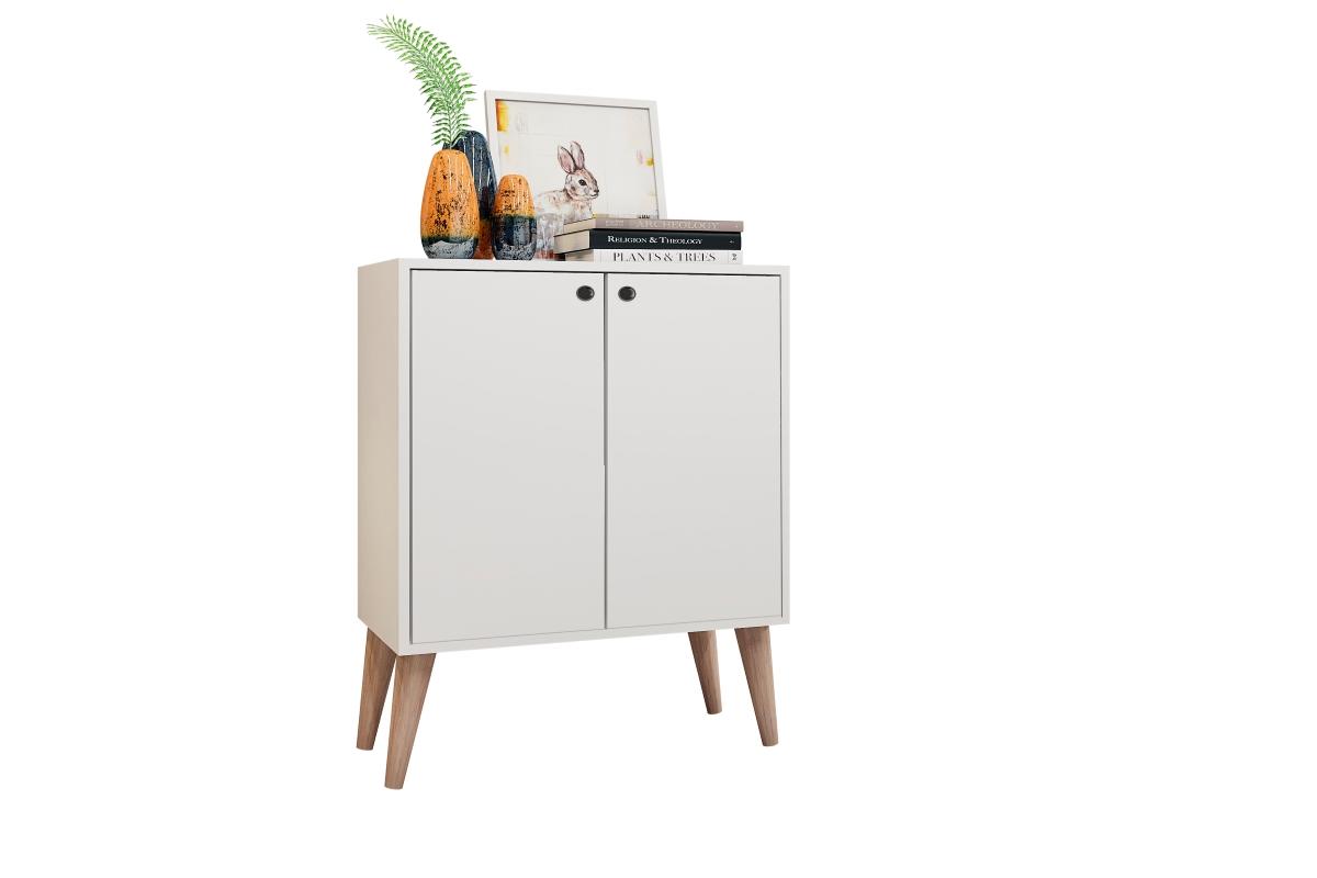 Aparador Buffet Retro Para Sala De Estar 2 Portas Equador - Branco