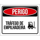 Kit 3 Placas Perigo Tráfego Empilhadeira 36x46