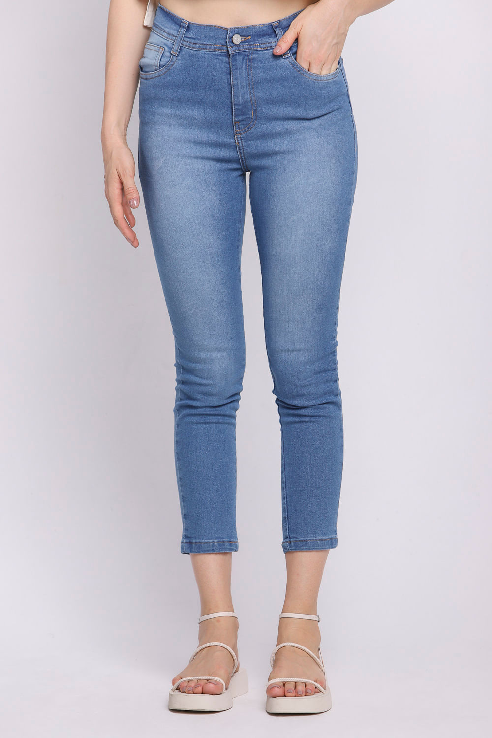 Calça Feminina Jeans Cigarrete Bolso Polo Wear Jeans Médio