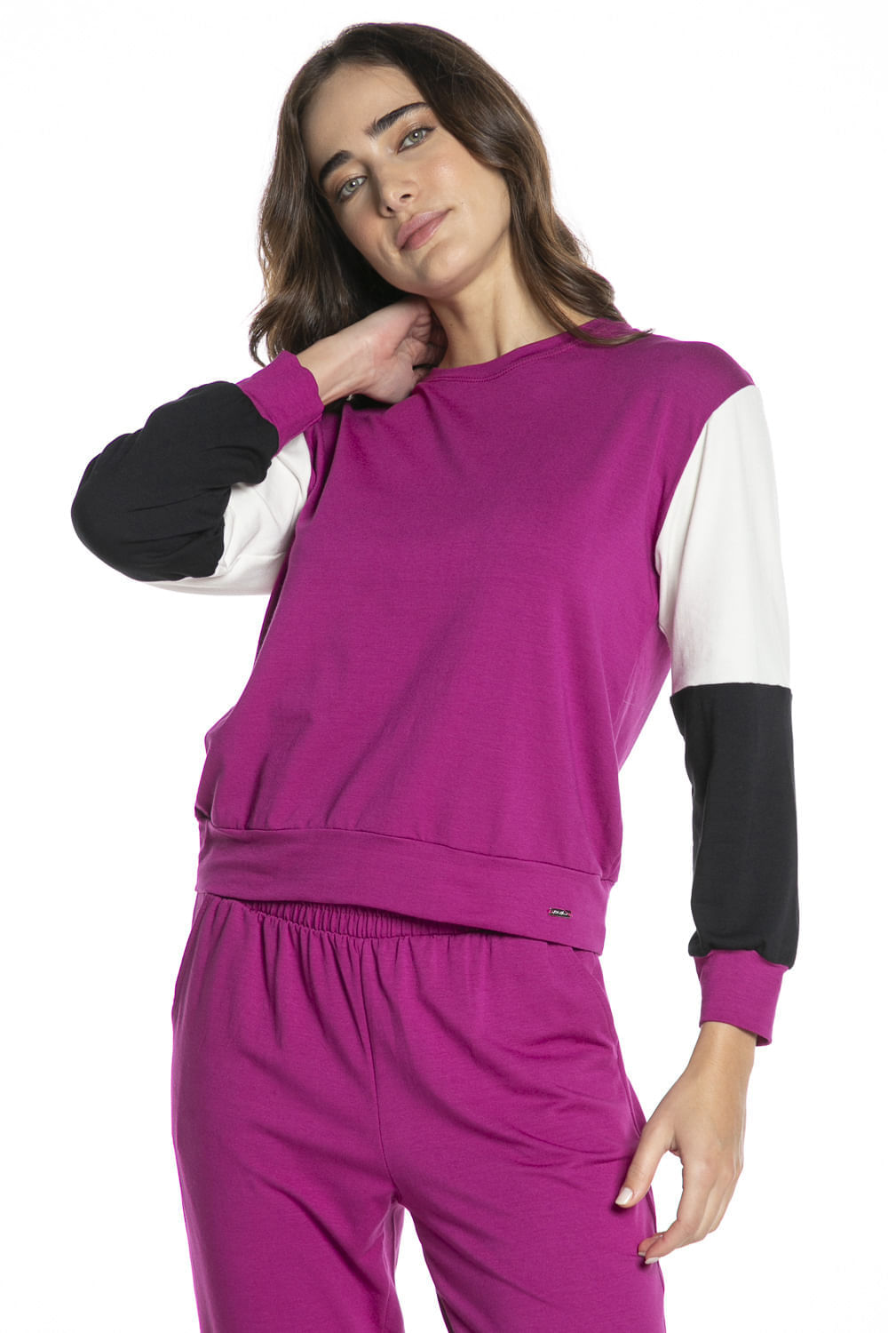 Blusa Feminina Moletom Recorte Polo Wear Rosa Escuro