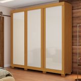 Guarda-roupa Casal 243cm 3 Portas De Correr Flex Color 100% Mdf Amarílis Espresso Móveis Cinamomo/off White