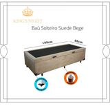 Cama Box Baú Solteiro Suede Bege Com Pistão A Gás