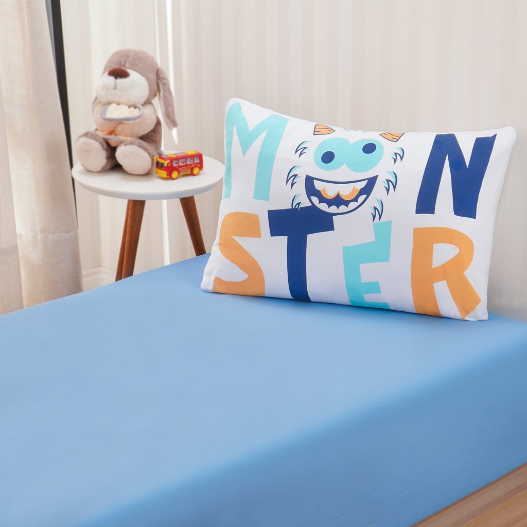 Jogo De Cama Kids Solteiro Infantil Malha 88x188x25cm Monster