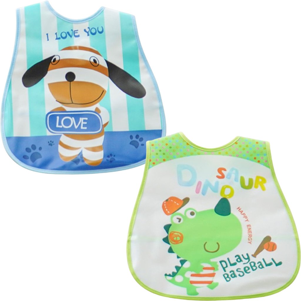 Kit 2 Babador Encanto Para Bebê 45x28cm Dino/cachorrinho