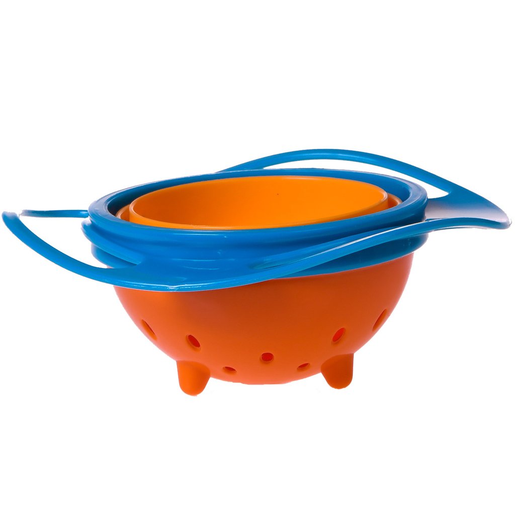 Tigela Giratória Para Bebê 200ml 17x7cm Laranja