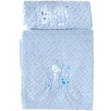 Cobertor Bebê Fluffy 110x90 Com Aplique Bordado Blue