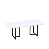 Mesa De Reunião Retangular 200x90cm Mr2000p25tub Branco/preto