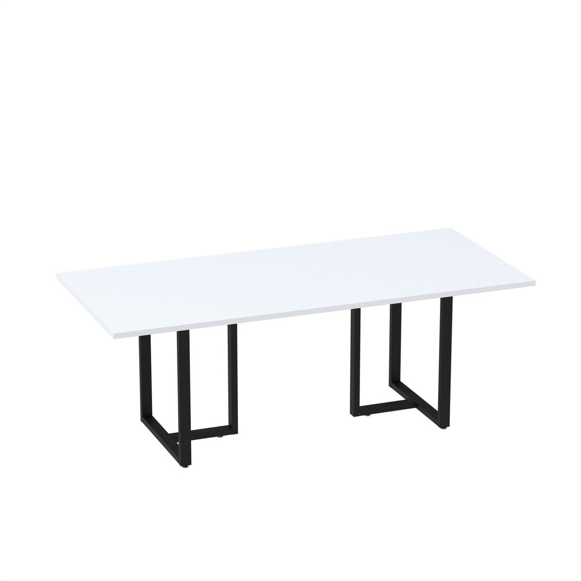 Mesa De Reunião Retangular 200x90cm Mr2000p25tub Branco/preto