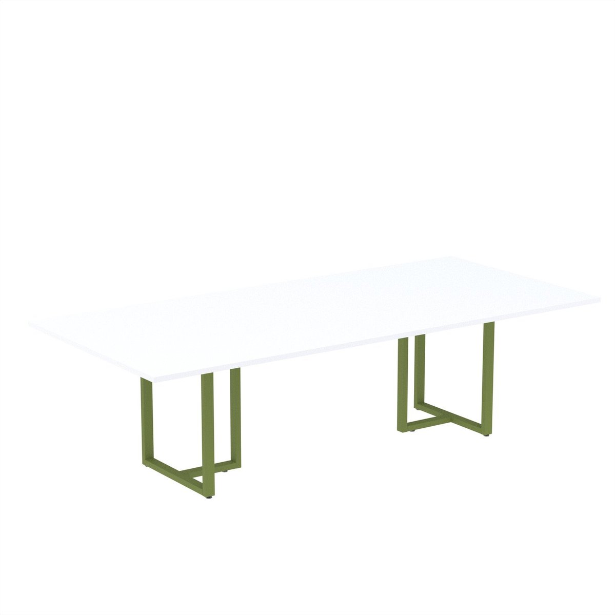 Mesa Reunião 2600x1200mm Mr2600p25tub Branco/verde Miró