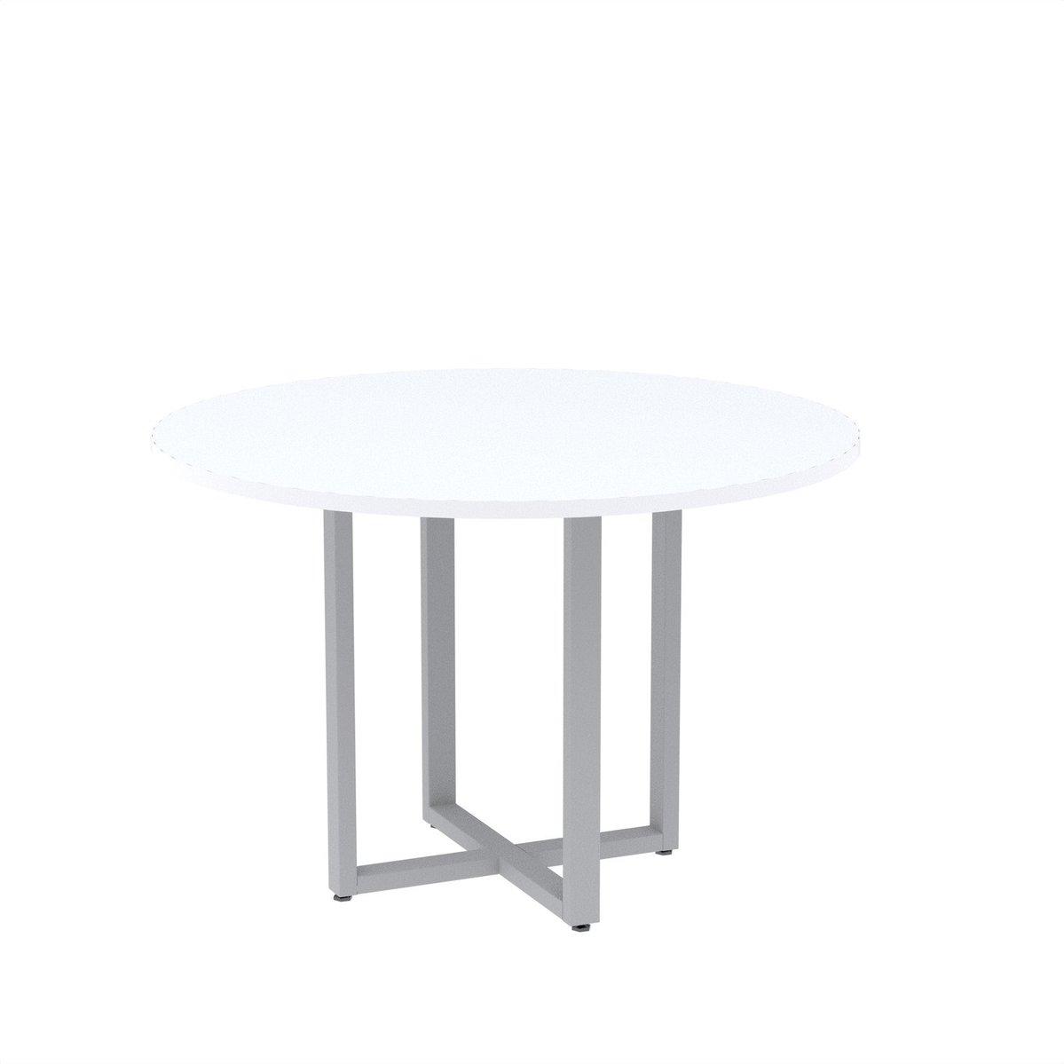 Mesa De Reunião Redonda 100cm Mrr1100p25tub Branco/cinza