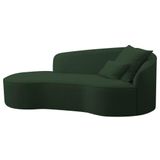 Divã Recamier Curvo Sala De Estar Recepção Inglaterra 150cm Lado Esquerdo Linho Verde