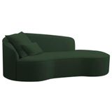 Divã Recamier Curvo Sala De Estar Recepção Inglaterra 150cm Lado Direito Linho Verde