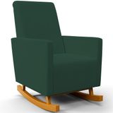 Poltrona De Amamentação Com Balanço Ravena W01 Suede Verde - Lyam Decor