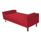 Recamier Baú Félix Solteiro 100cm Suede Rosê - Amarena Móveis Cor Vermelho